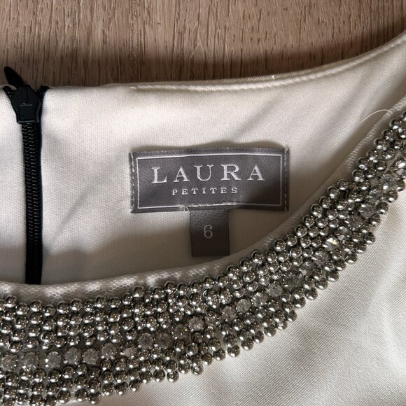 LAURA PETITES, Black / White Sequin Knee Length Cocktail Dress Sz 6 - Picture 3 of 3